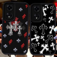 Black Casing for OPPO A60 A98 A38 A78 A17K A18 A17 A58 5G H115 Chrome H-Hearts