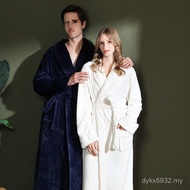 Size Men Women Home Flannel Thickened Clothes Couple Lapel Nightgown Autumn Winter Women Winter Bath