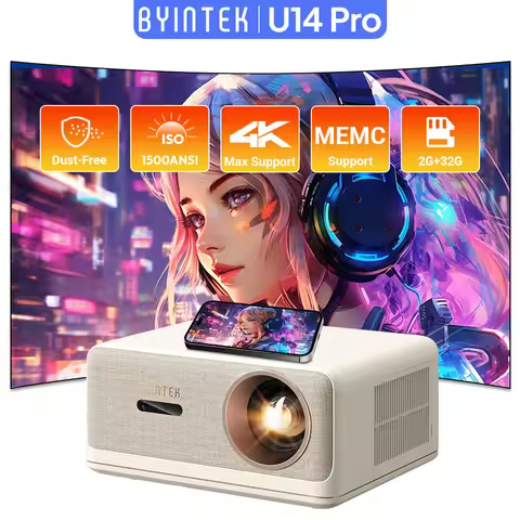 BYINTEK U14 Pro Android 11 Projector Native 1080P 1500 Lumens 4K Auto Focus 2G+32G MEMC HDR10 24W Sp