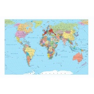 Wallpops Wpe World Dry Erase Map Multicolor