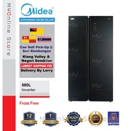 # MIDEA (580L) Black Glass Inverter Side By Side 2-Door Refrigerator / Fridge / Peti Sejuk 2 Pintu (