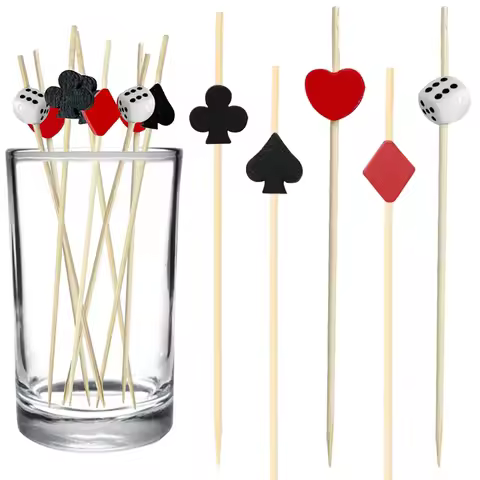 100 pcs Casino Cocktail Picks Decorative Dice Poker Cocktail Toothpicks Las Vegas Night Decorations 