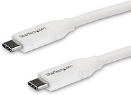 StarTech.com USB C to USB C Cable - 13 ft / 4m - 5A PD - M/M - White - USB 2.0 - USB-IF Certified - 