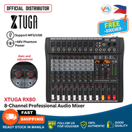 XTUGA RX80 8-Channel Professional Audio Mixer 16 Channel Professional Digital Audio Music Mixer With