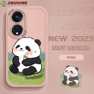 Jinsouwe Cellphone Case For OPPO Reno8 T 5G Reno 8T 5G reno8t5g Case Casing For Girls Boys Cartoon Panda Bear PU Leather Cover