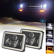 Y 4x6" LED Headlight 80w High/Low Beam With Amber Light For H4651 H4652 H4656 H4666 Truck Conversion