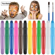 [Torribaly]Face Painting Kit for Kids12 Colors Washable Twistable Face Paint Crayons with 2 Brushes 
