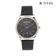 Titan Workwear Blue Dial Analog with Day and Date Leather Strap watch for Men 1767SL03