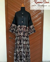 Gamis Batik Sogan Kombinasi Polos Kusumo Dewi Boutique