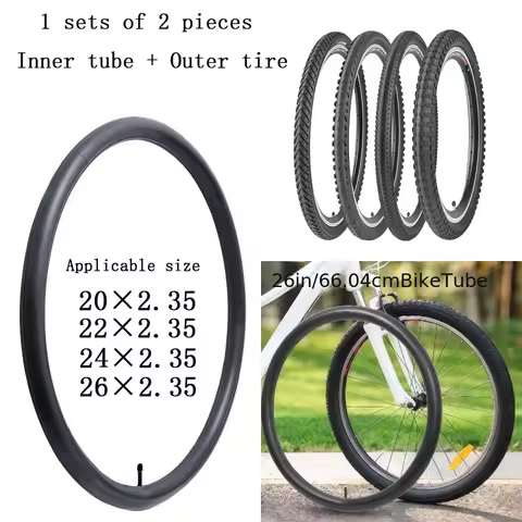 1 Set 20/22/24/26x2.35 Inch Bicycle Outer Tyre+Inner Tube Combo Mountain Bike Tires Road Cycling Whe