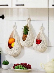 掛籃,波西米亞風格手編籃子,創意水滴形掛籃,牆掛水果儲物籃,小型大型手編掛籃,儲藏櫥洋蔥馬鈴薯大蒜蔬菜香蕉植物用