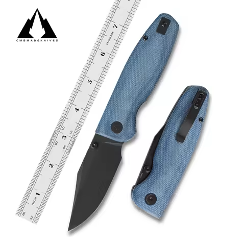 CMBMADEKNIVES 3.27''Micarta Handle 14C28N Blade Camping Outdoors Pocket Folding Knife CMB-21B