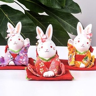 日本藥師窯櫻花和服兔子擺件日式和風女生禮物生日結婚汽車載