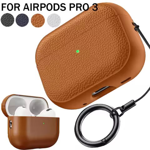 Earphone Case For Aripods Pro 3 2025 Leather Cover Protector Anti-fall Shockproof Protective Sleeve 
