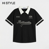 HI STYLE Women Oversized Short Sleeve Polo - Black- FVG510424 / Baju Polo Perempuan - Hitam