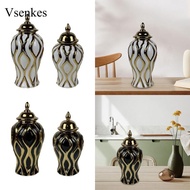 [Vsenkes] Porcelain Ginger Jar Temple Jar Multipurpose Ceramic Ginger Jar Vase with Lid Flower Vase 