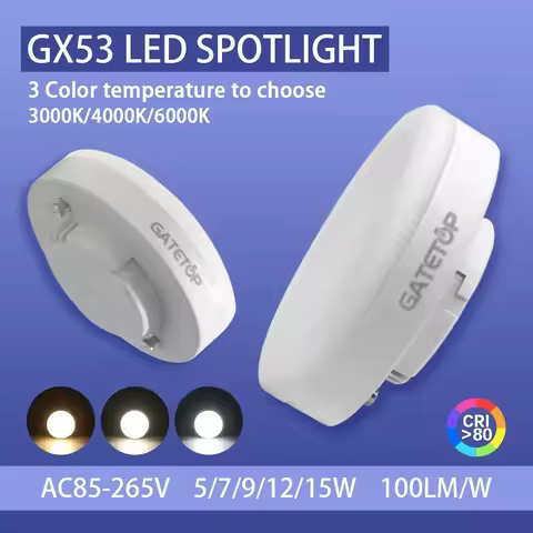 6Pcs LED Cabinet Light Bulb GX53 Replacement AC85-265V 5W 15W Without Main Light PC Cover Energy Sav