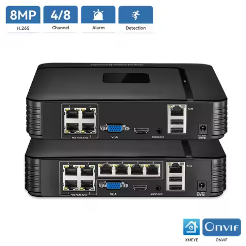 4k 8MP POE NVR Ultra HD 5MP IP Camera H.265 CCTV System ONVIF 48V POE Video Recorder 4CH/8CH Xmeye P
