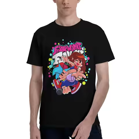 Friday Night Funkin Boyfriend and Girlfriend Novelty 100% Cotton T-Shirt FNF Tops Tees For Men