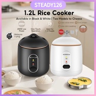 Mini Rice Cooker With Steamer 1.2L Non Stick Cooking Pot for Student Dormitory Office
