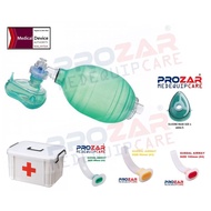AMBU BAG SILICONE REUSABLE AUTOCLAVABLE RESUSCITATOR BAG ADULT FREE MEDICAL CASE, 3 GUEDAL AIRWAY