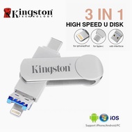 Kingston PenDrive 512GB 1TB 2TB หน่วยความจำ Lightning/TYPE-C USB อุปกรณ์สำหรับ iPhone15/14/13/12/11/X/8/7/6  Android PC