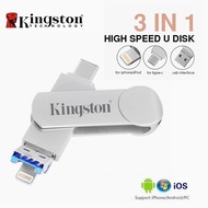 Kingston PenDrive 512GB 1TB 2TB หน่วยความจำ Lightning/TYPE-C USB อุปกรณ์สำหรับ iPhone15/14/13/12/11/