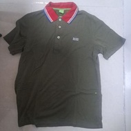 BOSS 橄欖綠撞色領Polo衫