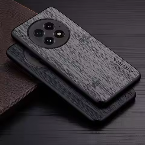 Case for Oneplus 12 12R 13 13R 5G funda bamboo wood pattern Leather phone cover Luxury coque for one
