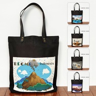 Black Canvas Pocket Totebag Bromo Souvenir Totebag Bromo Souvenir