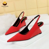 Slingback High-Heeled Shoes Pointed Toe Woman Pumps Square Heel Party Women Shoes High Heels