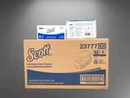 New SCOTT Interfold Hand Towel 2 Ply Economy กระดาษเช็ดมือแบบแผ่น หนา 2 ชั้น แบบประหยัด แผ่นสั้น (20.7x20.2cm.)  250’s x 24 Pack/case 23777 ลายใหม่ของ KIMBERLY-CLARK ขายยกลัง