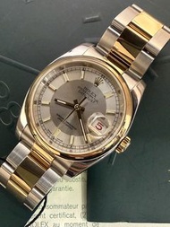🌈🌈新返貨啦🌈🌈 Rolex Datejust 116203 36mm 🌟18K 金鋼光圈錶殼 🪙灰色唱片紋面 條形夜光時標 📅紅黑日曆窗 📅自動機芯 ⚙️金鋼三排 Oyster 蠔式錶帶 📜連原廠出