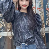 Women's Shirt 2024 Spring Summer Slim Retro Bishop Sleeve Top