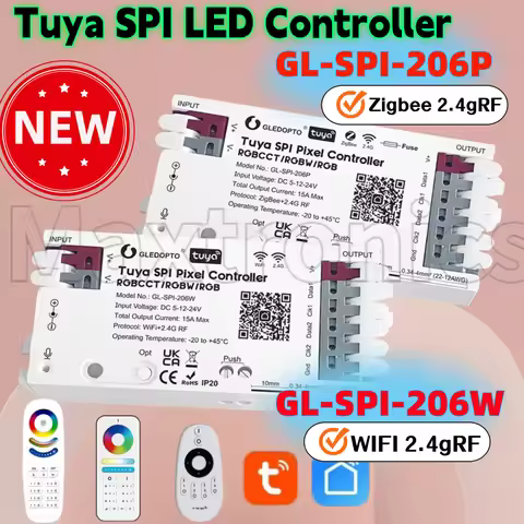 NEW GL-SPI-206W/ GL-SPI-206P GLEDOPTO 3IN1 2.4G WiFi+Blu / ZigBee Tuya SPI Pixel Controller Music Sy