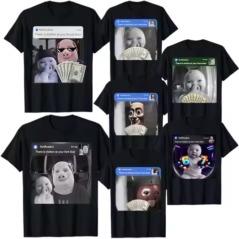2026 New Fashion There Is Motion At Your Front Door John Pork Boys Fashion Joke T-Shirt Y2k Tung Sah