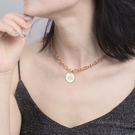 [Ready Stock] Punk Style Coin Pendent with Chunky Chain Necklace