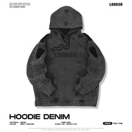 เสื้อฮู้ดผ้ายีนส์สีเทาฟอก LOOKER – HOODIE DENIM (รุ่นรอบอก54นิ้ว)