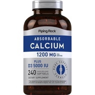 Piping Rock Calcium 1200 mg with Vitamin D3 | 240 Softgels | 5000 IU Vitamin D3 | Absorbable Calcium
