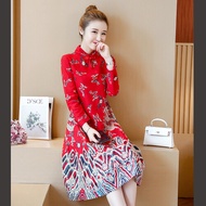 Plus Size CNY Cheongsam Dress 旗袍 Qipao Hanfu 唐装 2022 Autumn Large Size Slimming Improved Cheongsam