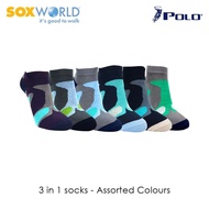 [SOXWORLD] 3 in 1 Polo Haus Men's Ankle Sport Socks by Sox World (3 Pcs) 25-2091