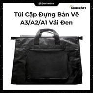 bag bag for drawing paper, drawing board, drawing tools A3/A2/A1 black fabric with 2 compartments
