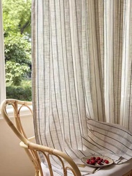 Linen Blackout Custom Mori Style Simple Solid Color Beige Linen Sheer Curtain for Home Living Room H