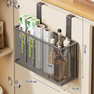 廚房保鮮膜置物架 壁掛式櫥櫃門內側收納盒 冰箱側垃圾袋掛籃 整理筐（快遞送貨上門）