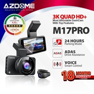 Azdome M17PRO 3K Quad HD+ Dual Channel Front & Rear Dash Cam Night Vision App Control
