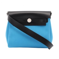 【二手】愛馬仕 HERMES 單肩背包 Herbag Zip Mini 藍色 Riviera/黑色帆布皮革 Herbag Zip Mini 藍色 Riviera/黑色