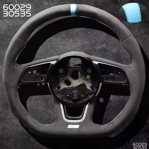 Alcantara steering wheel for Audi A4 B9 A3 8Y RS3 RS4 S3 S4 models material top blue leather stripe 