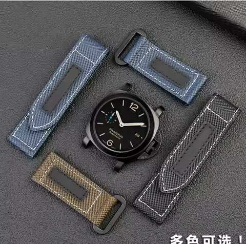 High Quality Nylon Fabric Watch Band For Panerai Luminor PAM01118 Army green Canvas Genuine Leather 