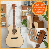 AMARI AM-418CE ACOUSTIC GUITAR WITH EQ & TUNER - FREE BAG, CAPO, STRAP & STRINGS