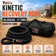 TUG's Kinetic Recovery Rope 37 Ton (81,500lbs) 26mm Heavy Duty Nylon Tow Rope 4x4 Off Road Recovery